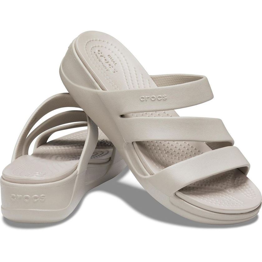 Crocs femme monterey strappy wedge beige1216202_3 sur voshoes.com