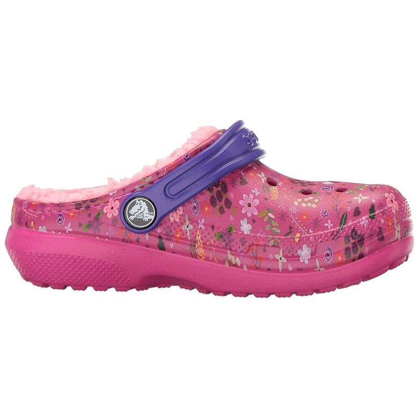 fille Crocs fille kids classic fuzz lined graphic clog rose