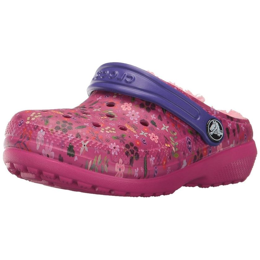 Crocs fille kids classic fuzz lined graphic clog rose1595002_2 sur voshoes.com