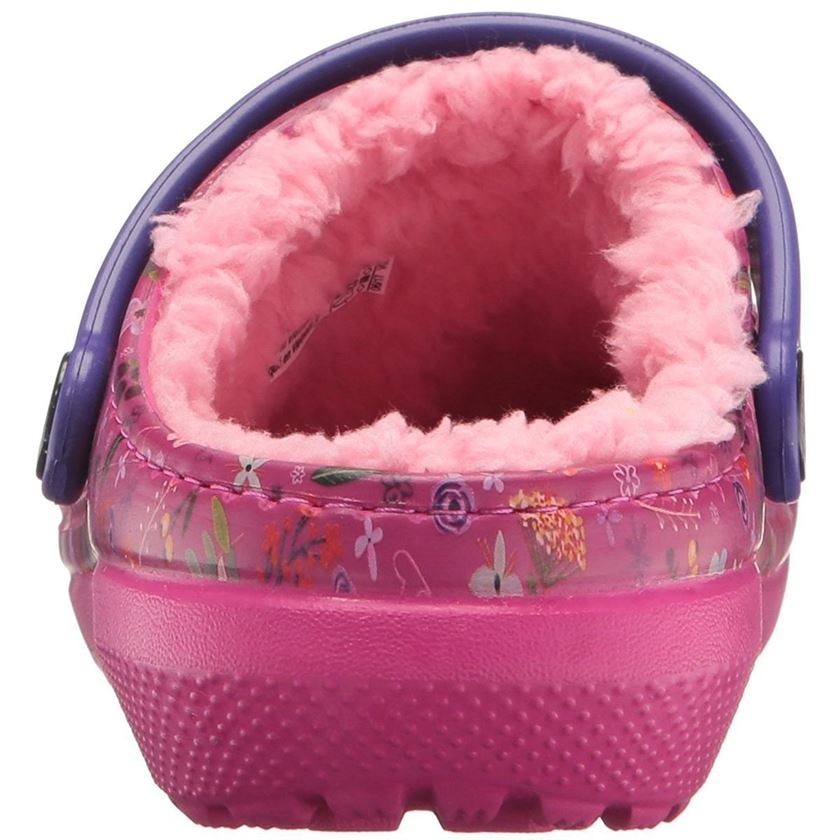 Crocs fille kids classic fuzz lined graphic clog rose1595002_5 sur voshoes.com