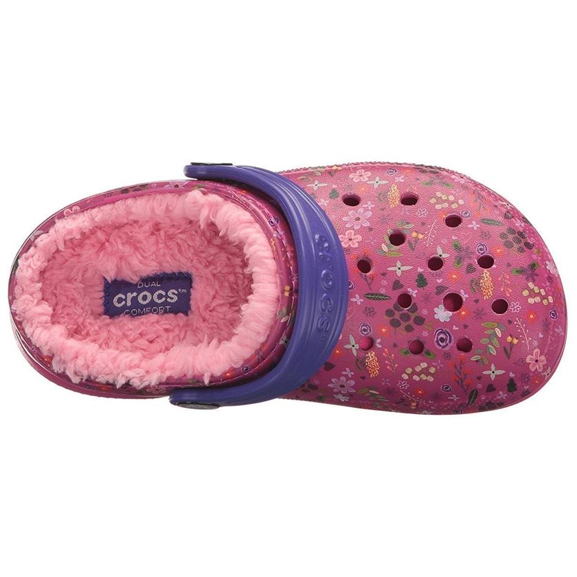 Crocs fille kids classic fuzz lined graphic clog rose1595002_6 sur voshoes.com