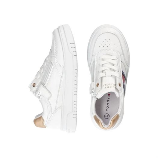 Tommy hilfiger femme flag low cut lace up snea blanc2272001_4 sur voshoes.com