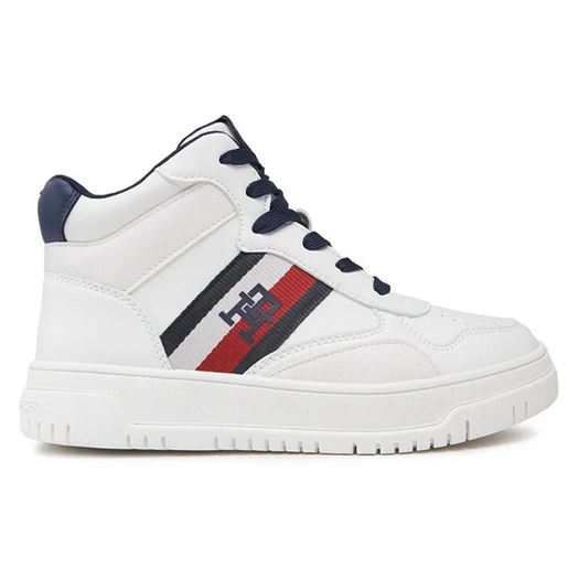 femme Tommy hilfiger femme stripes high top lace up blanc