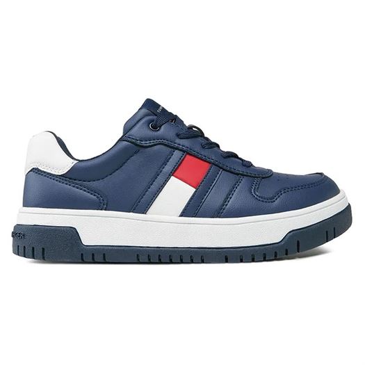 femme Tommy hilfiger femme flag low cut lace up snea bleu