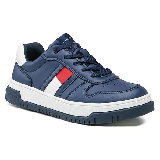 Tommy hilfiger femme flag low cut lace up snea bleu2272601_2 sur voshoes.com