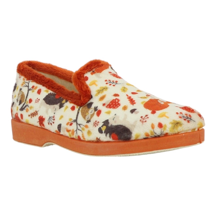 Maison de l espadrille femme charentaise feuilles multicolore2534901_2 sur voshoes.com