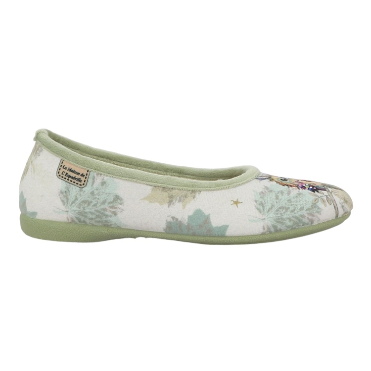 femme Maison de l espadrille femme ballerine hiboux vert