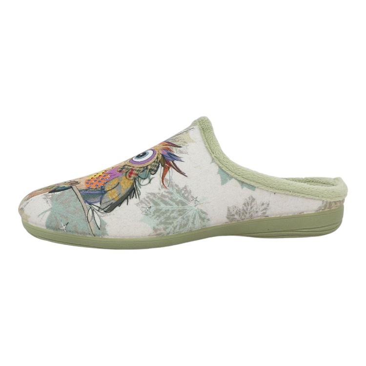 Maison de l espadrille femme mule hiboux vert2535401_4 sur voshoes.com