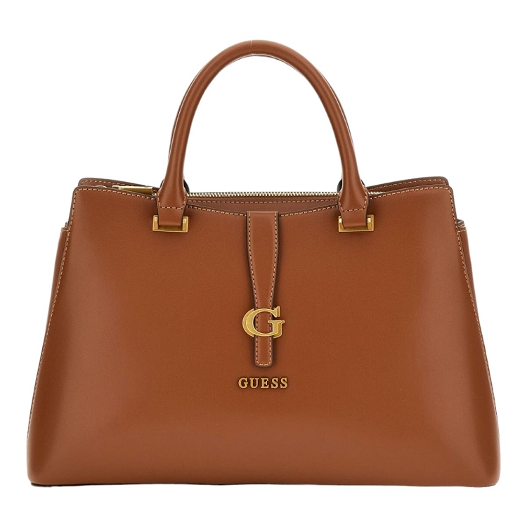 femme Guess femme kuba tri compartment satchel marron