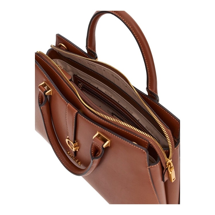 Guess femme kuba tri compartment satchel marron2540702_3 sur voshoes.com