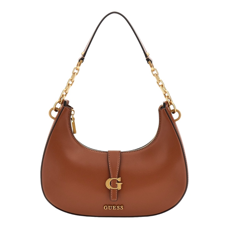 femme Guess femme kuba top zip shoulder bag marron