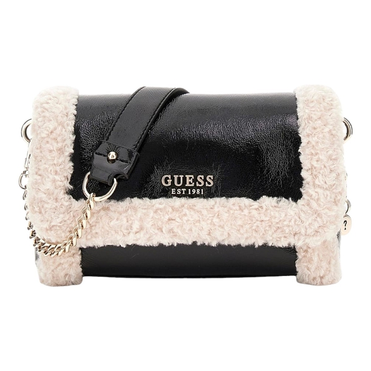 femme Guess femme davika flap shoulder bag noir