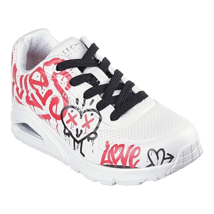 Skechers femme uno   graffiti love blanc2555901_2 sur voshoes.com