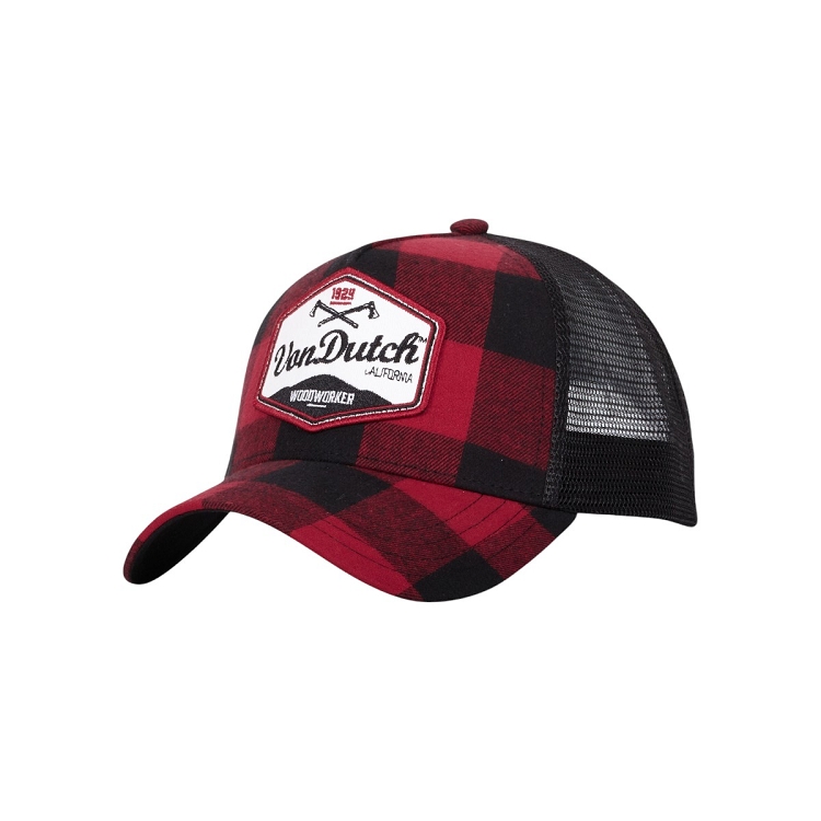 Von dutch homme casquettes  baseball carreaux filet rouge2566601_2 sur voshoes.com