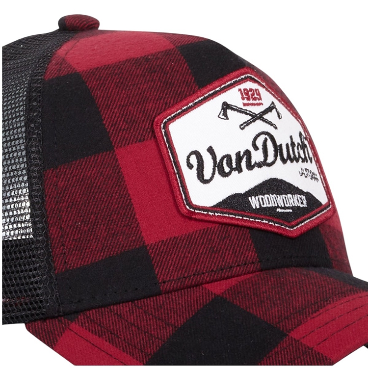 Von dutch homme casquettes  baseball carreaux filet rouge2566601_3 sur voshoes.com