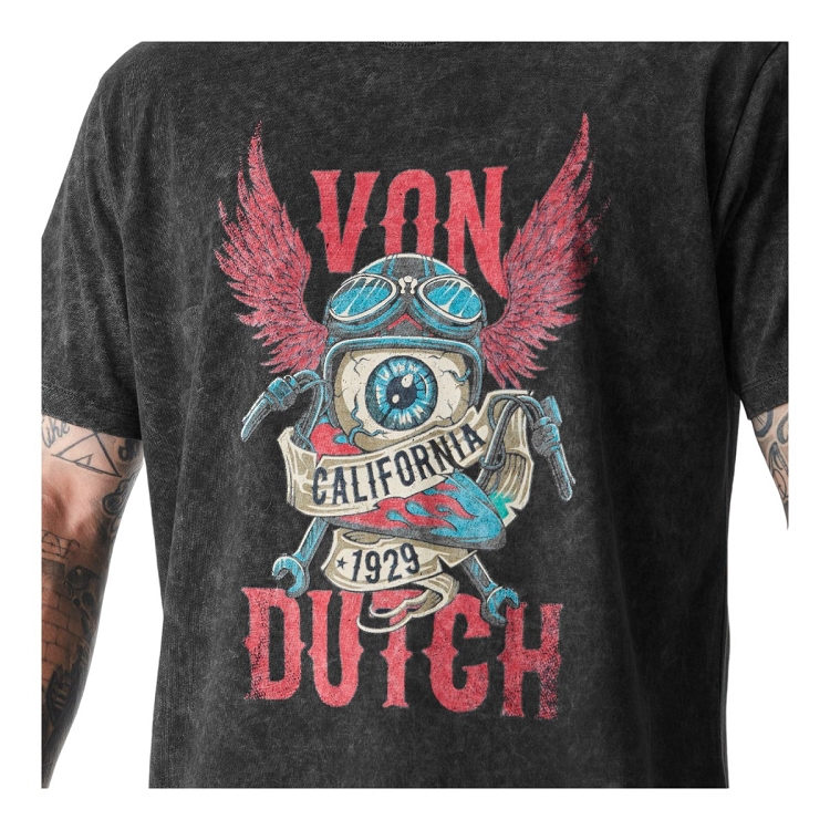 Von dutch homme tee shirt jersey  von dutch avec logo et acid wash noir2573401_3 sur voshoes.com