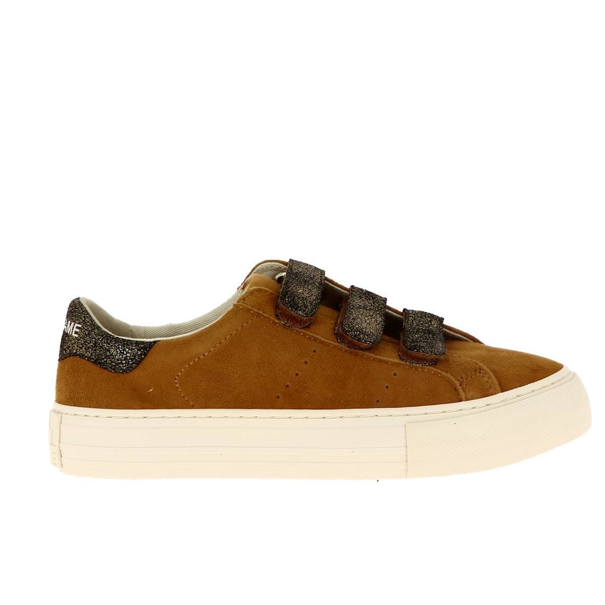 Baskets mode femme No name arcade straps suede hit jaune VoShoes